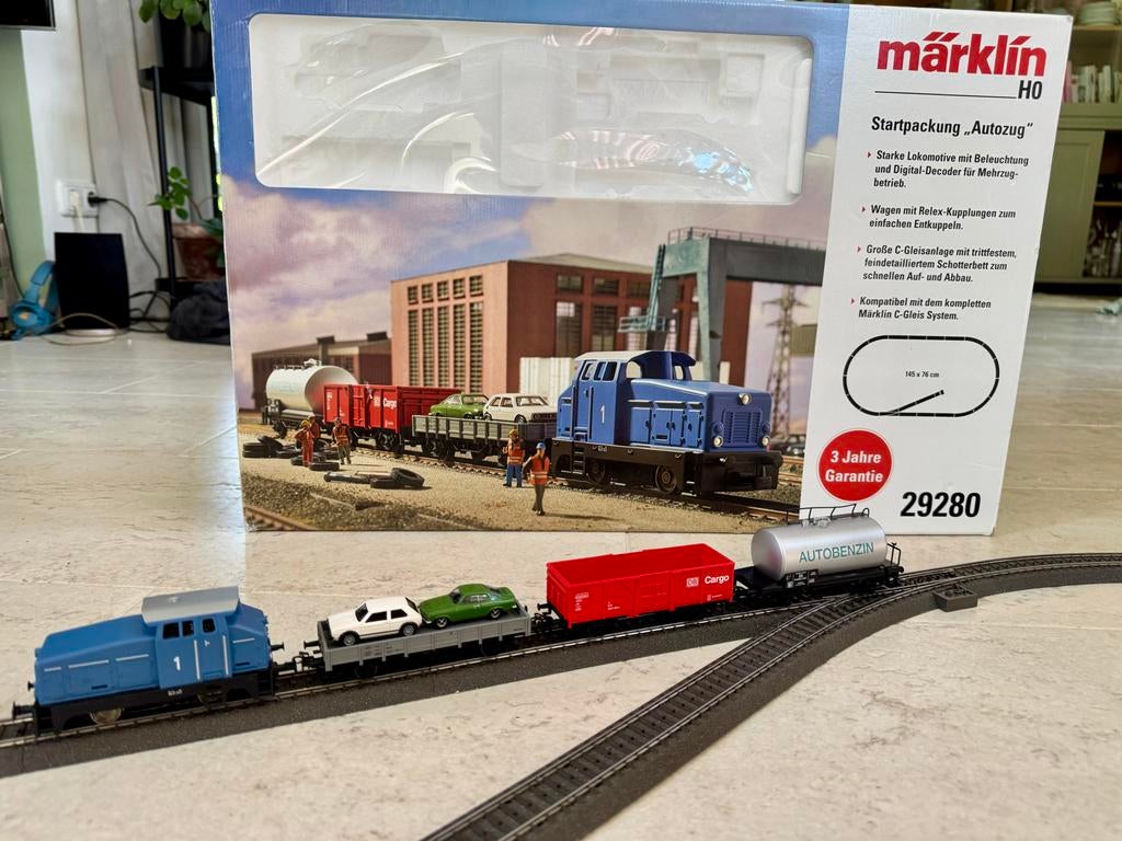 Märklin HO 29280 Autotrein Startset, Hobby en Vrije tijd, Modeltreinen | H0, Wisselstroom, Treinset, Ophalen of Verzenden, Zo goed als nieuw