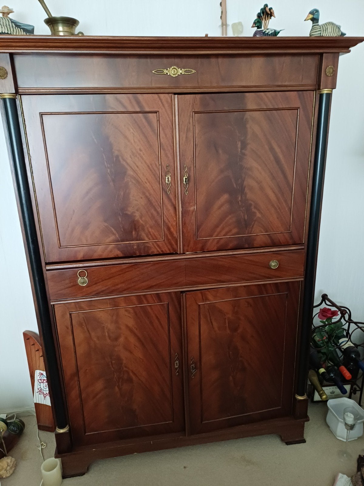 Vintage, mahonie houten kast en eethoek, Huis en Inrichting, Ophalen, Gebruikt