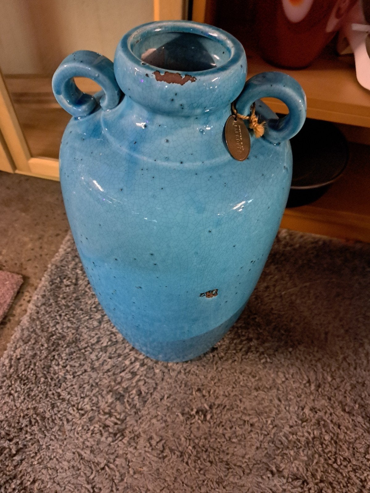 Riverdale turquoise vaas met oren - decoratief en stijlvol, Ophalen