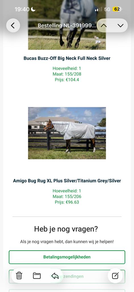Amigo Bug Rug XL Plus Silver/Titanium Grey/Silver, Dieren en Toebehoren, Paarden en Pony's | Dekens en Dekjes, Ophalen of Verzenden