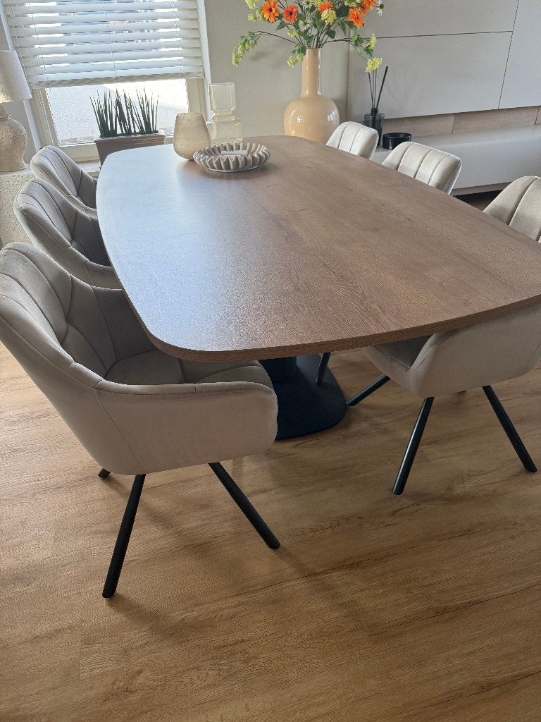 Nieuwe Deens ovale kolomtafel eettafel 210 x110 x 77, 100 tot 150 cm, Vijf personen of meer, Ovaal, Ophalen