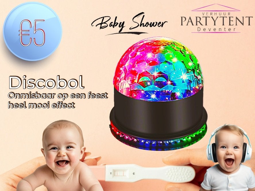 Discobol huren voor babyshower of reveal party, Ophalen, Nieuw, Geboorte of Huwelijk