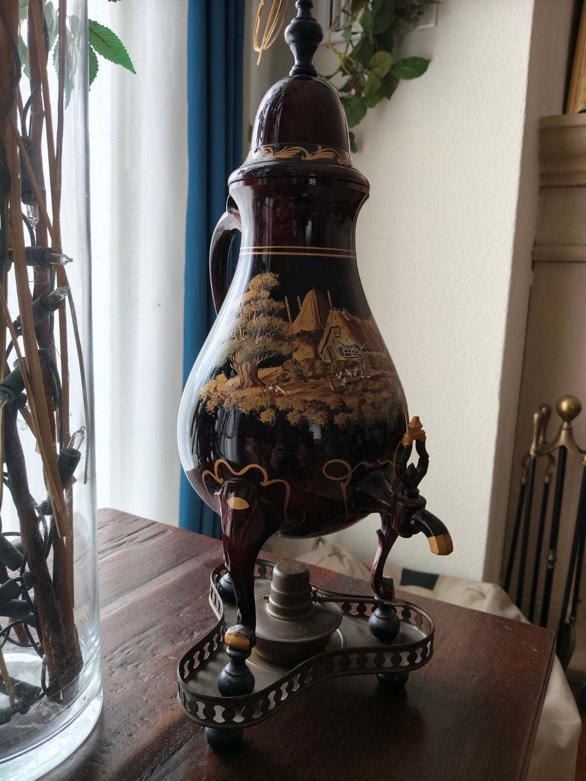 Roelen 95% Tinnen Koffiepot met Spiritus Comfoortje, Antiek en Kunst, Ophalen of Verzenden
