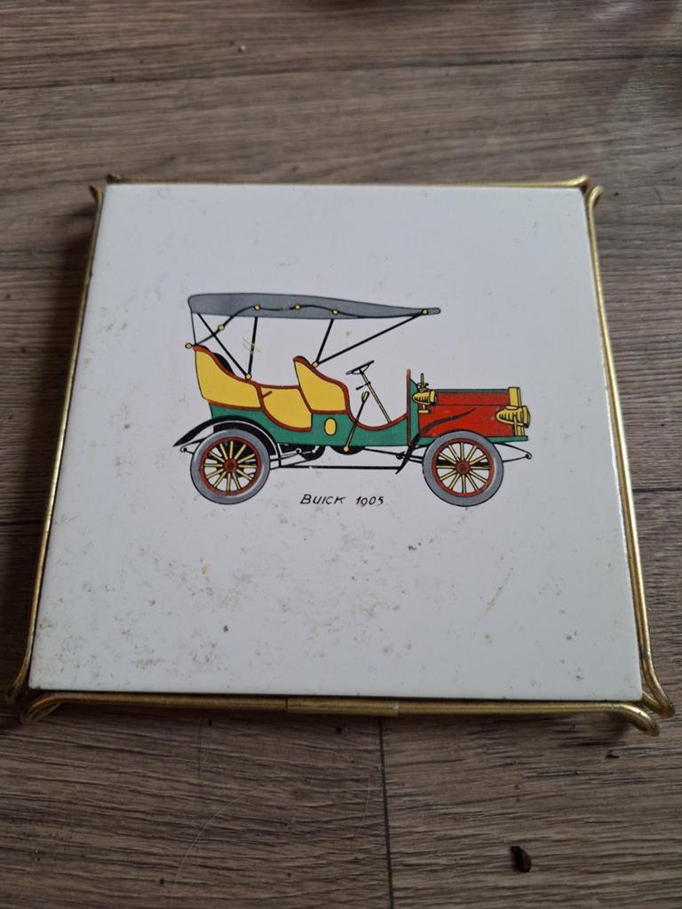 Vintage Mettlach onderzetter Buick 1903, Ophalen of Verzenden