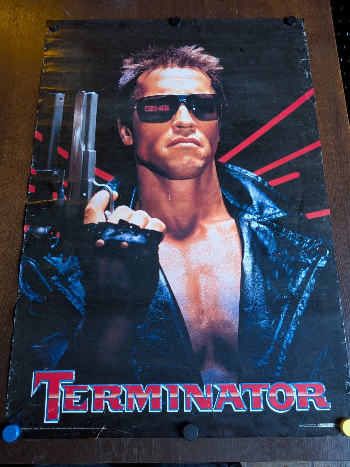 Terminator Vintage Poster 1985 | Arnold Schwarzenegger | 68, Ophalen of Verzenden, A1 t/m A3, Film en Tv, Rechthoekig Staand