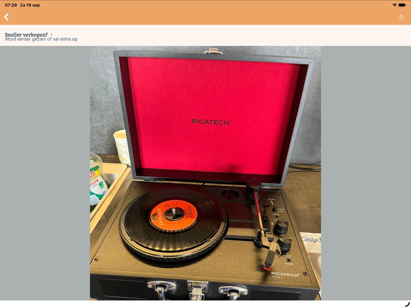 Ricatech RTT79 Platenspeler - Draagbaar en Stijlvol, Ophalen of Verzenden, Zo goed als nieuw, Platenspeler, Overige merken