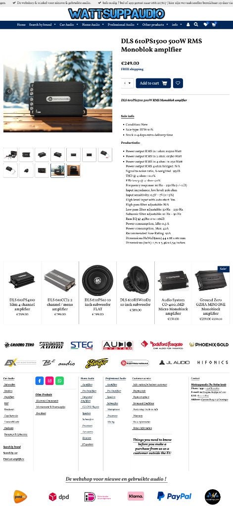 Foto 2 van DLS 610PS1500 500W RMS Mini Monoblok versterker