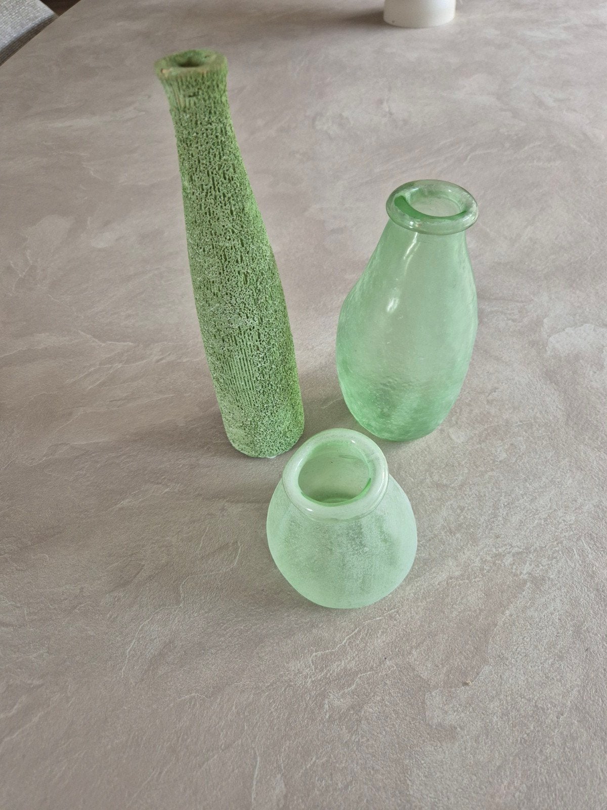 PTMD Vazen Set - 3 Groene Glazen Vazen (zgan)

Prachtige set, Ophalen of Verzenden, Zo goed als nieuw, Groen