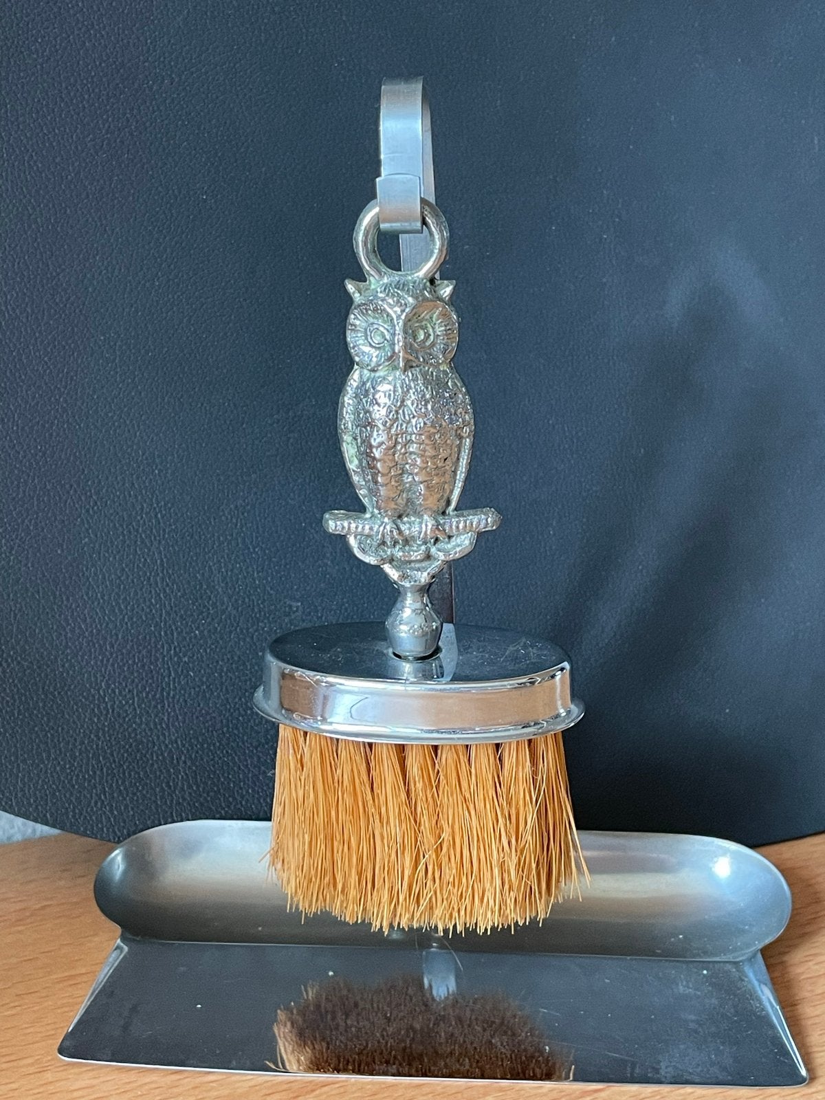 Vintage tafelschuier met stoffer en blik - Uil design, Ophalen of Verzenden, Gebruikt