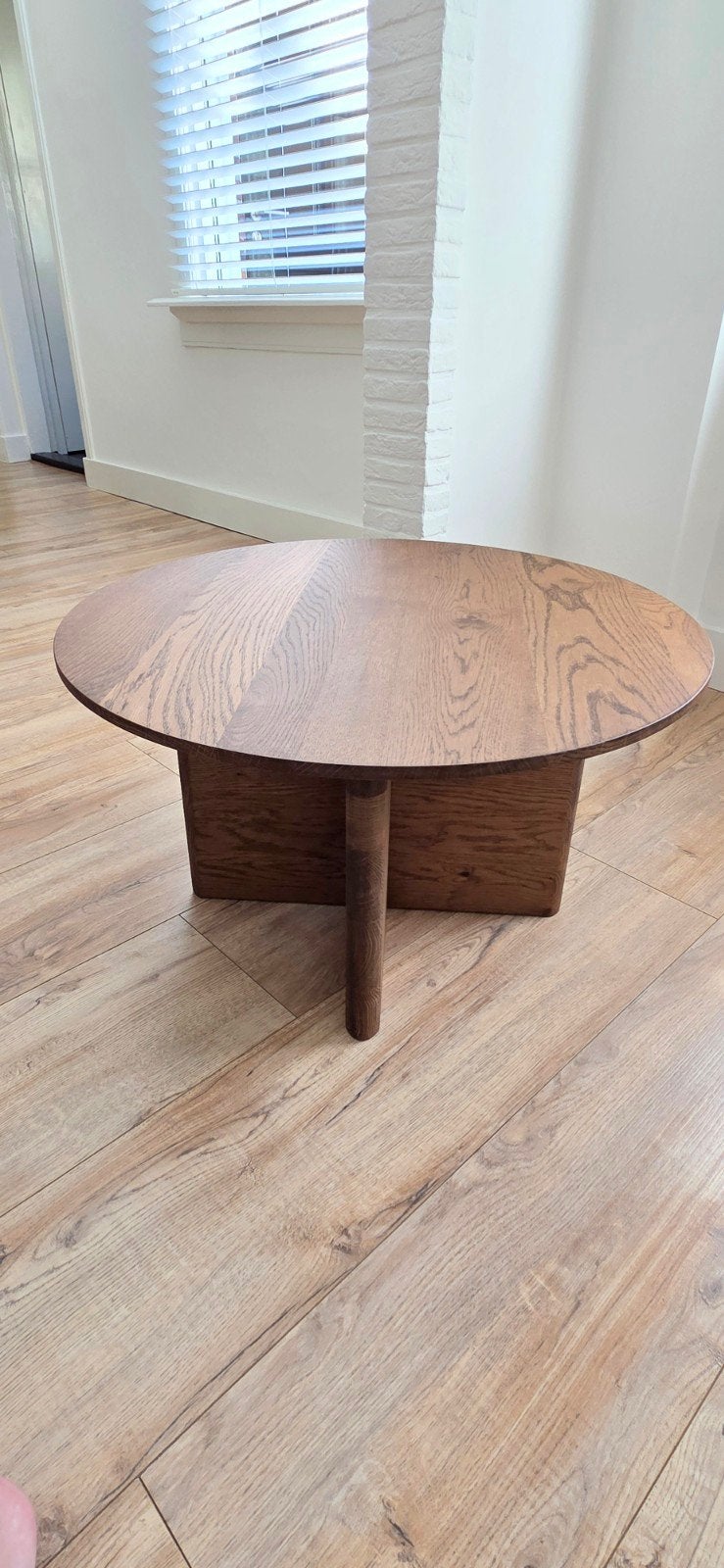 Salontafel massief eikenhout, rond, 70x40 cm, Table Du Sud, Ophalen, 50 tot 100 cm, 50 tot 100 cm, Zo goed als nieuw