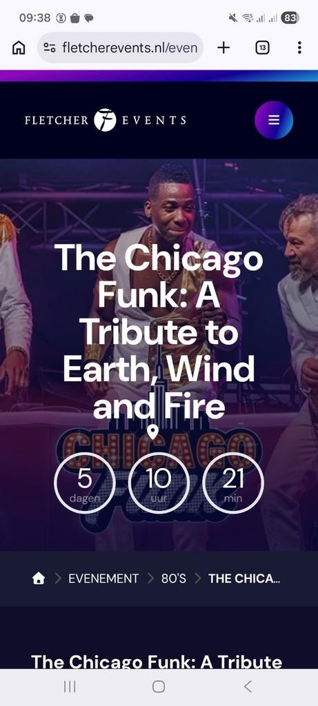 2 Tickets The Chicago Funk op 8 mei bij Fletcher Doorwerth, Twee personen
