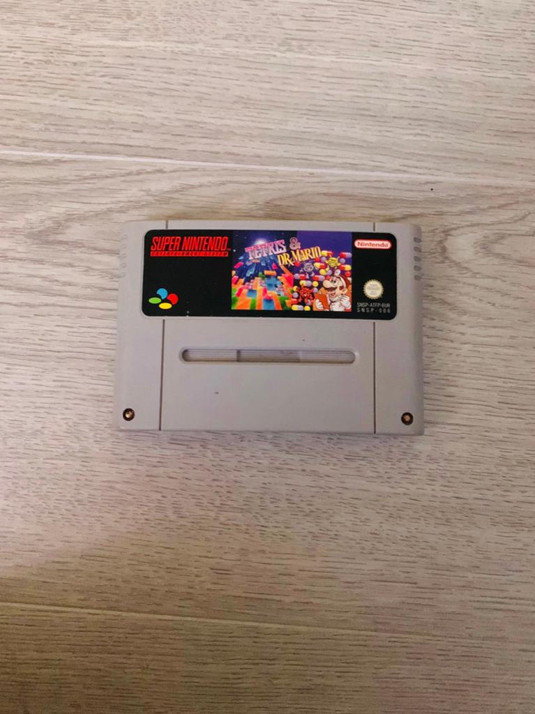 Super Nintendo SNES Tetris & Dr. Mario PAL EUR retro game, Spelcomputers en Games, Games | Nintendo Super NES, Zo goed als nieuw