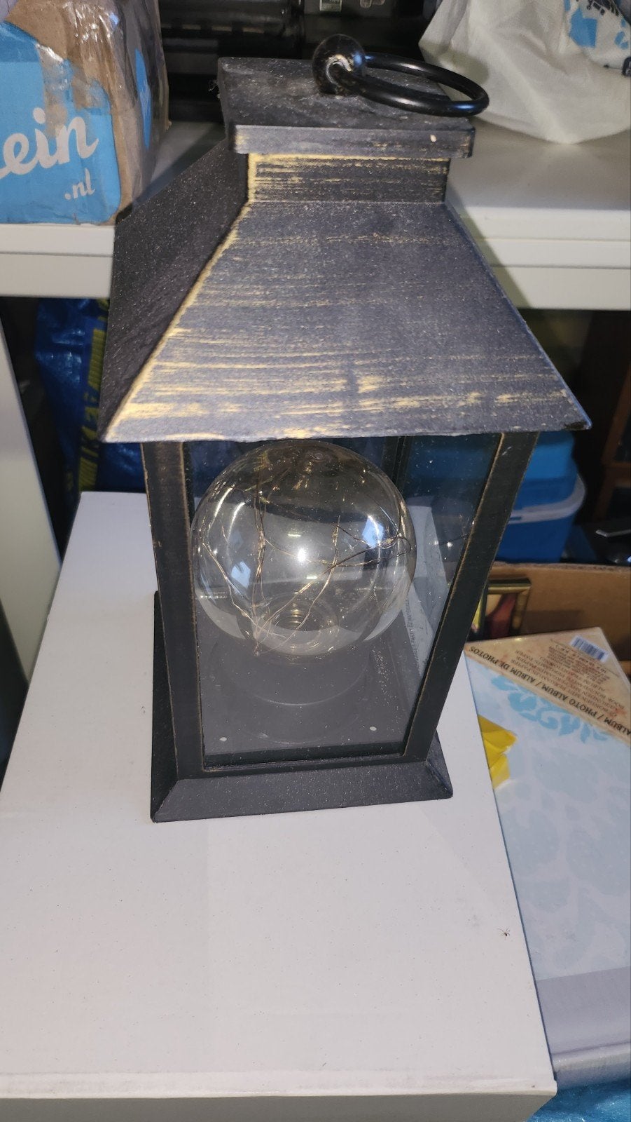 Decoratieve Lantaarn met LED-verlichting, Ophalen, Zwart, Zo goed als nieuw, Metaal