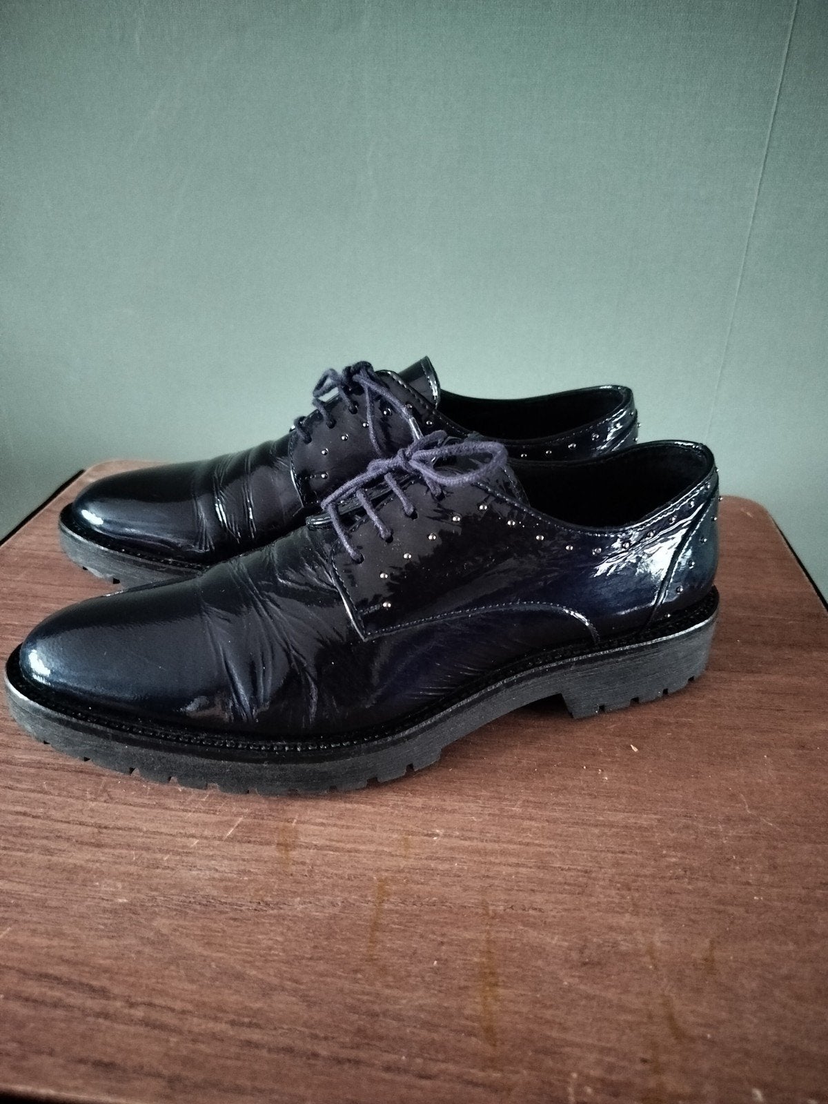 Donkerblauwe leren Valdorini schoenen. Maat 38, Ophalen of Verzenden, Zo goed als nieuw, Zwart