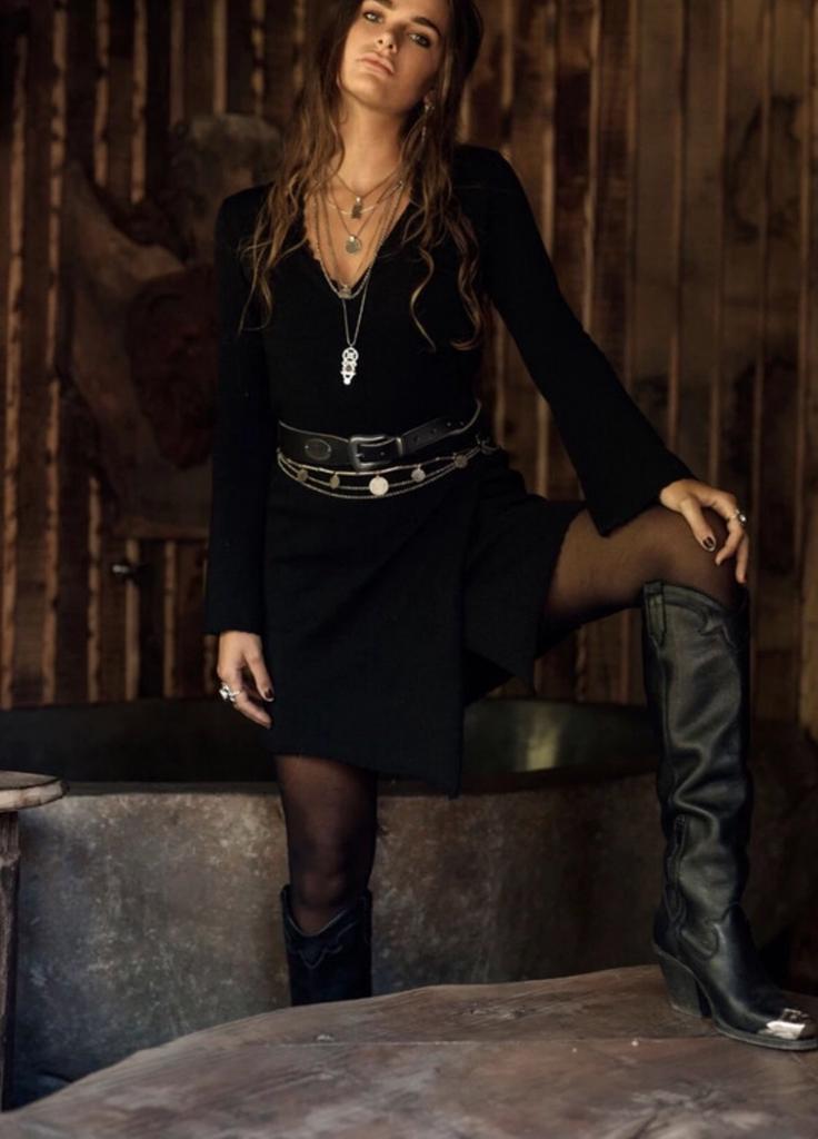 Moost wanted Zen knitted wrap dress xs/s, Verzenden, Zwart, Maat 36 (S), Gedragen