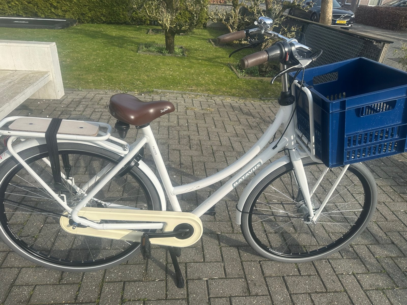 Batavus Damesfiets 55 cm met krat, Fietsen en Brommers, Fietsen | Dames | Damesfietsen, Ophalen, Versnellingen, Batavus, Trommelrem