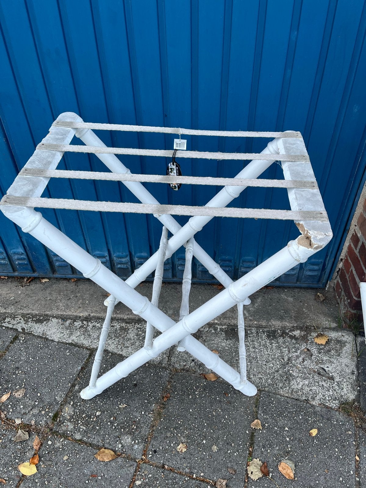 Riverdale bijzettafel / dienbladtafel - Wit bamboe look, Huis en Inrichting, 45 tot 60 cm, Gebruikt, Rechthoekig, Hout