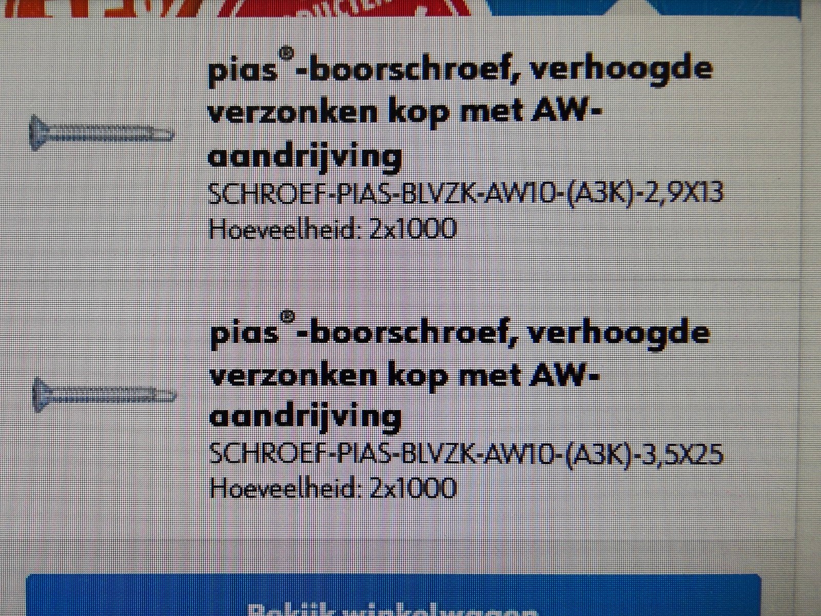 Assy schroeven, Ophalen of Verzenden, Nieuw, Minder dan 50 mm, Schroeven