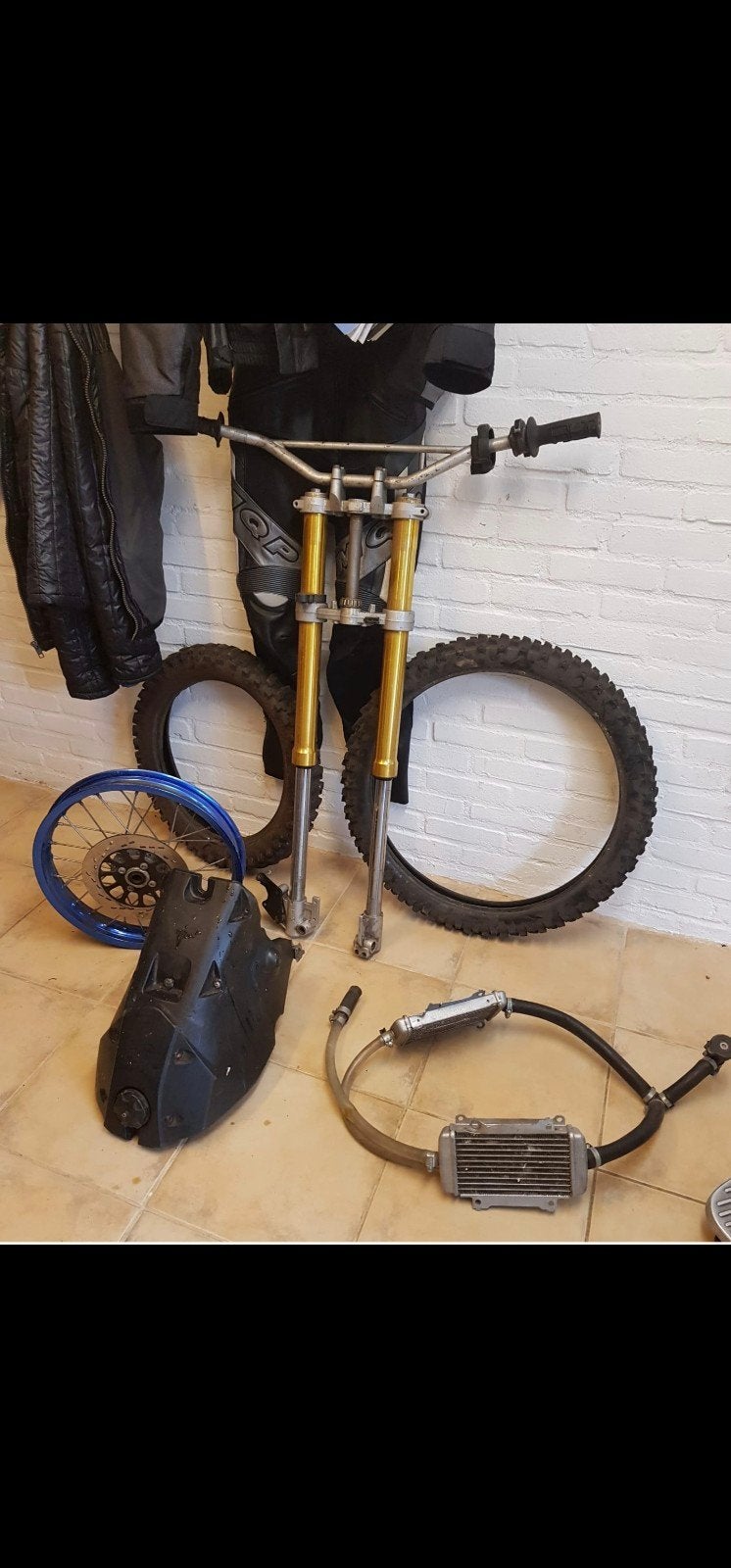 Motorcross onderdelen: Voorvork, tank, wielen, stuur, Motoren, Ophalen, Gebruikt