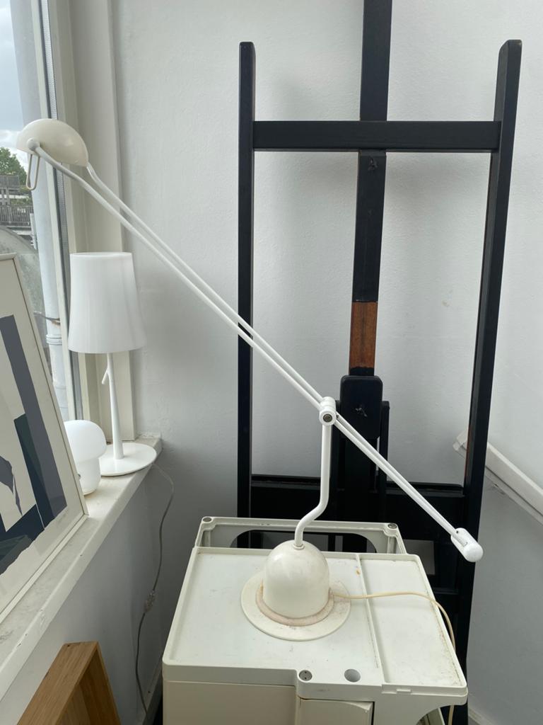 MINIMALIST WHITE ADJUSTABLE DESK LAMP BY MASSIVE, BELGIUM, Ophalen of Verzenden, Gebruikt