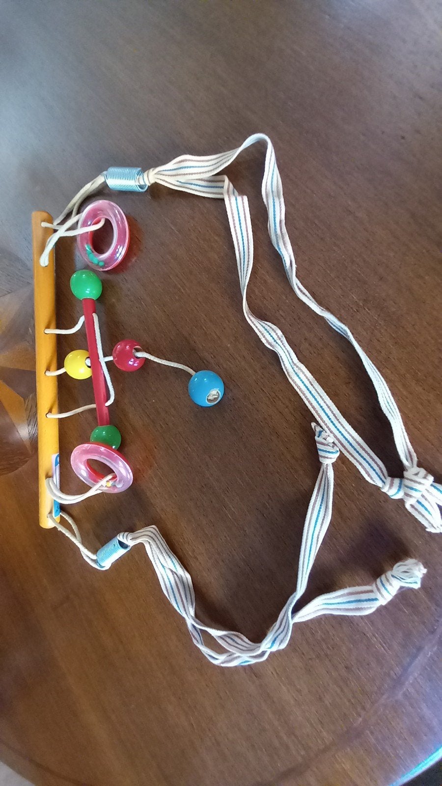 Houten babygym met kleurrijke rammelaars, Ophalen, Gebruikt, Babygym, Met geluid