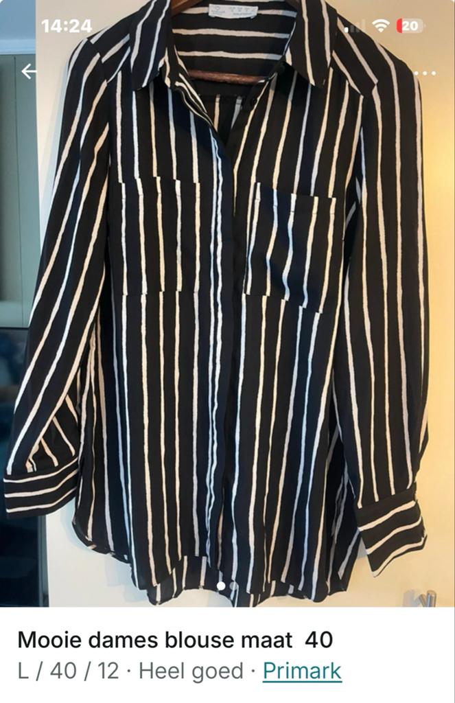 Primark gestreepte blouse zwart/wit maat 40, Ophalen of Verzenden, Zo goed als nieuw, Maat 38/40 (M), Zwart