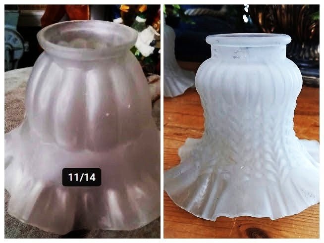 Glazen lampenkapjes kapje wit doorzichtig schulp rok, Ophalen of Verzenden
