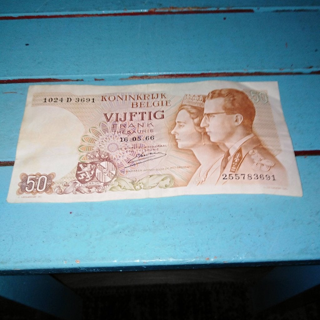 Bankbiljet van 50 frank uit 1966 Belgie, Postzegels en Munten, Bankbiljetten | België, Ophalen, Los biljet