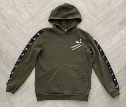 Leger groene PUMA capuchon trui, maat 158, Kinderen en Baby's, Kinderkleding | Maat 158, Verzenden, Trui of Vest, Puma, Zo goed als nieuw