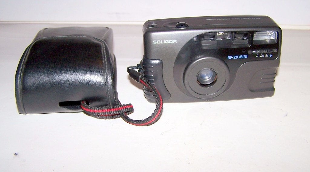 Soligor AF-28 mini camera met tasje. Nwst., Ophalen of Verzenden, Zo goed als nieuw, Compact, Overige Merken