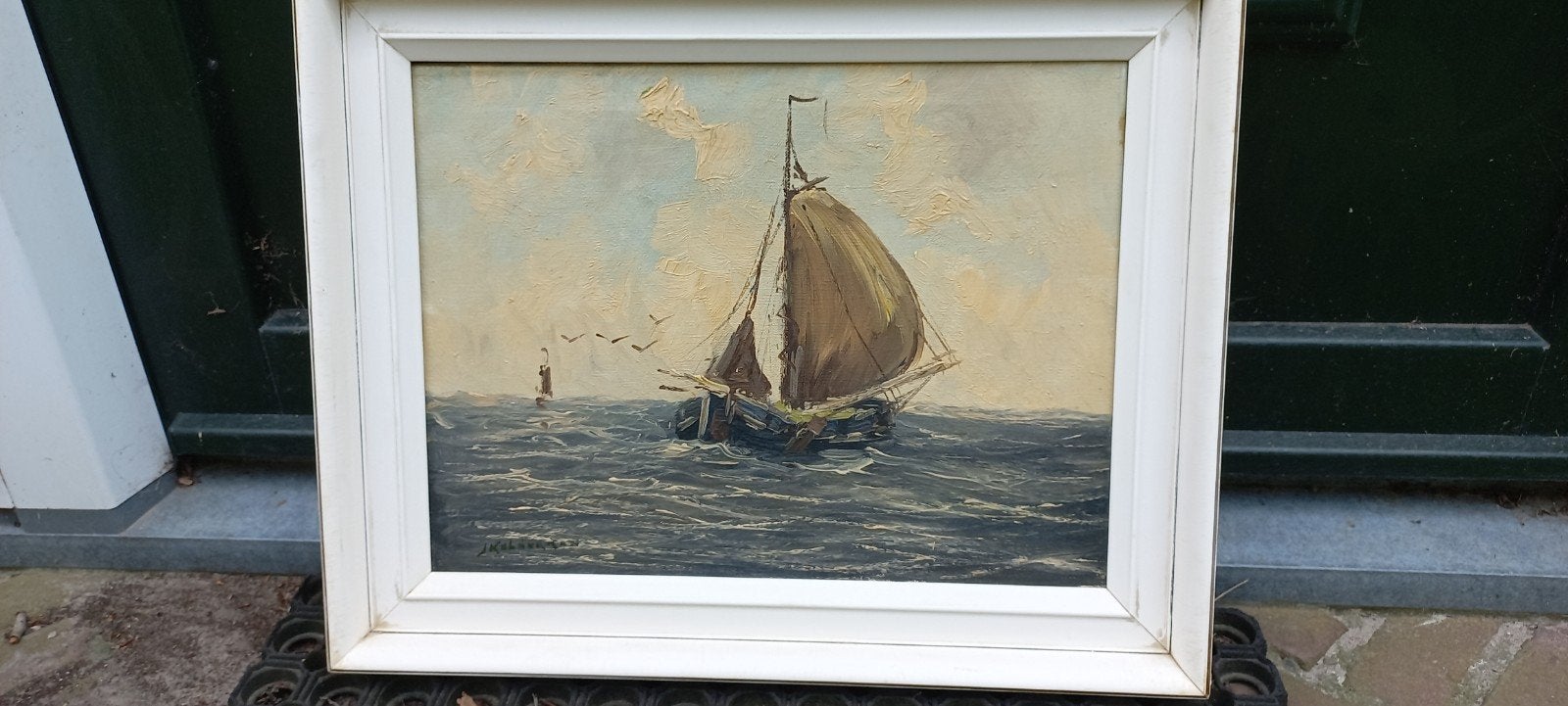 Schilderij Jan Kelderman, Antiek en Kunst, Ophalen, Oud hollands, Origineel werk, Maritiem / water