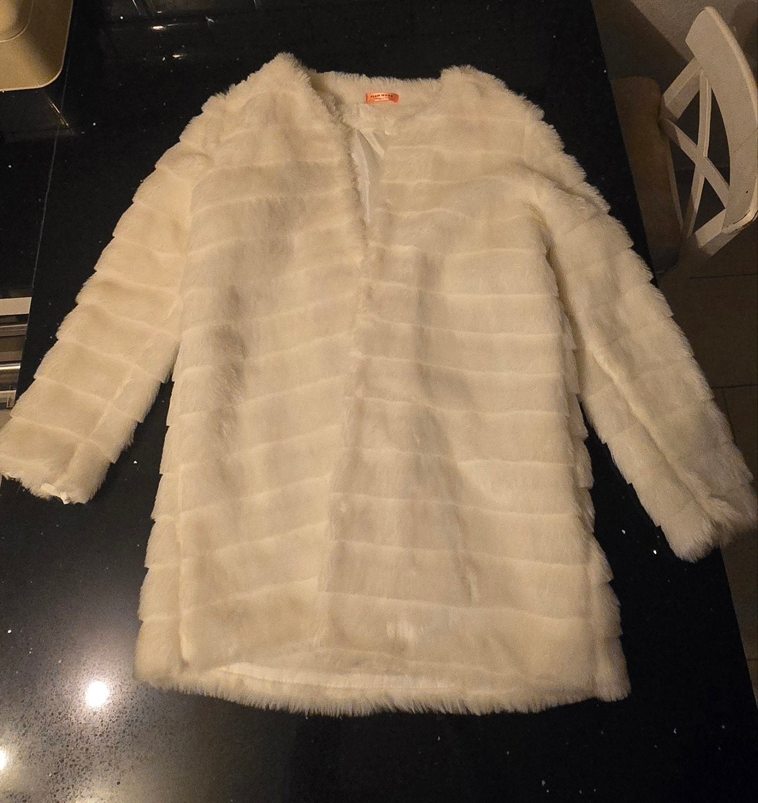 Witte faux fur jas, perfect voor bruiloft of feestdagen, Ophalen, Zo goed als nieuw, Maat 42/44 (L), Wit
