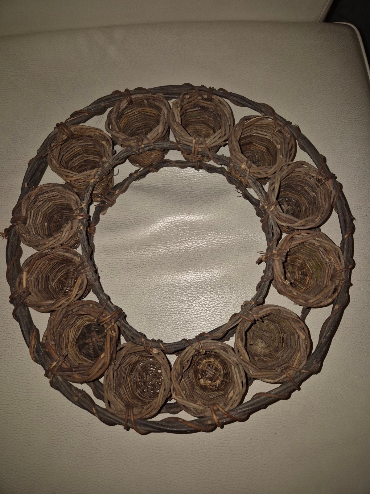 Decoratieve krans van natuurlijk materiaal, Ophalen of Verzenden, Gebruikt, Krans, Natuurlijk materiaal