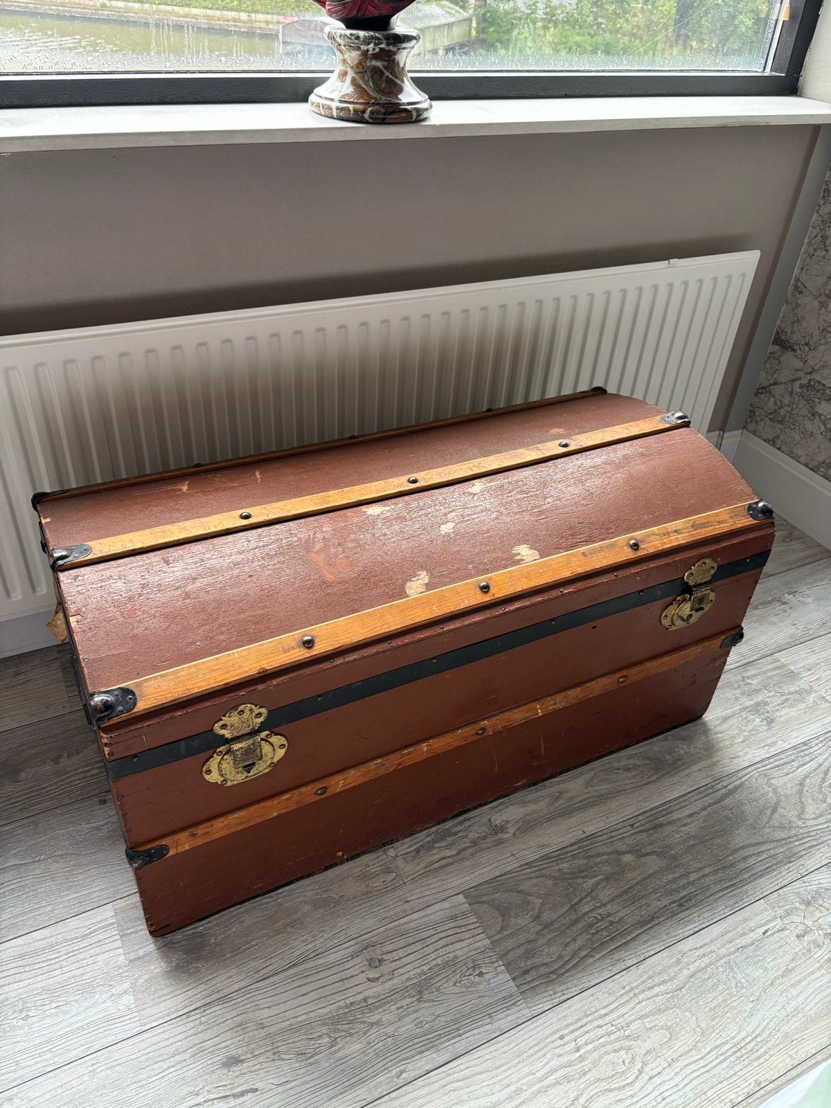 Antieke houten koffer/kist - Vintage opbergkist, Ophalen