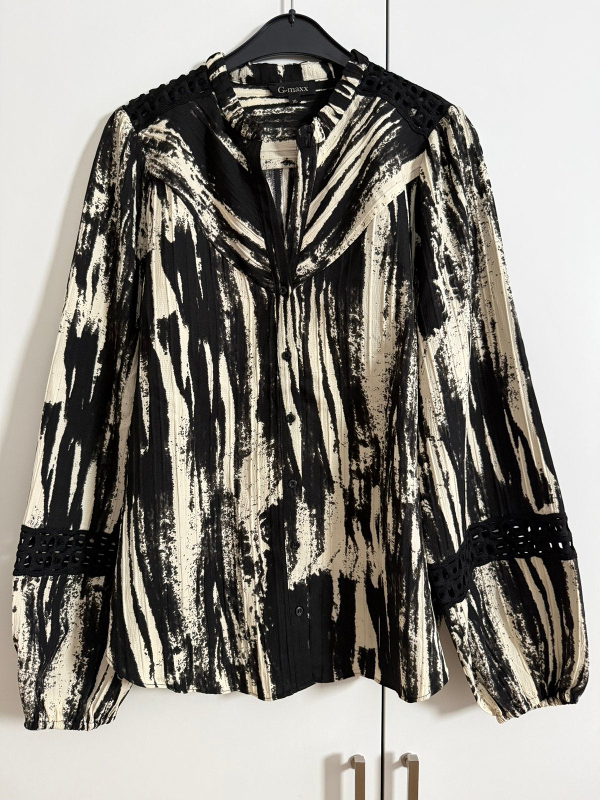 Blouse met print G-maxx maat XL, Kleding | Dames, Ophalen of Verzenden, Zo goed als nieuw, Maat 42/44 (L), Zwart