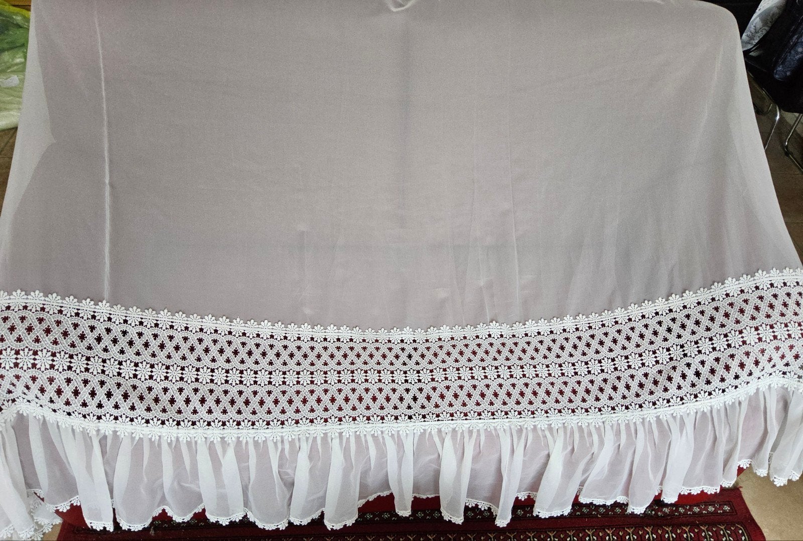 1 Helderwitte vitrage van 180 cm hoog en 130 cm breed, Vitrage, 180 cm, Met haken, Wit