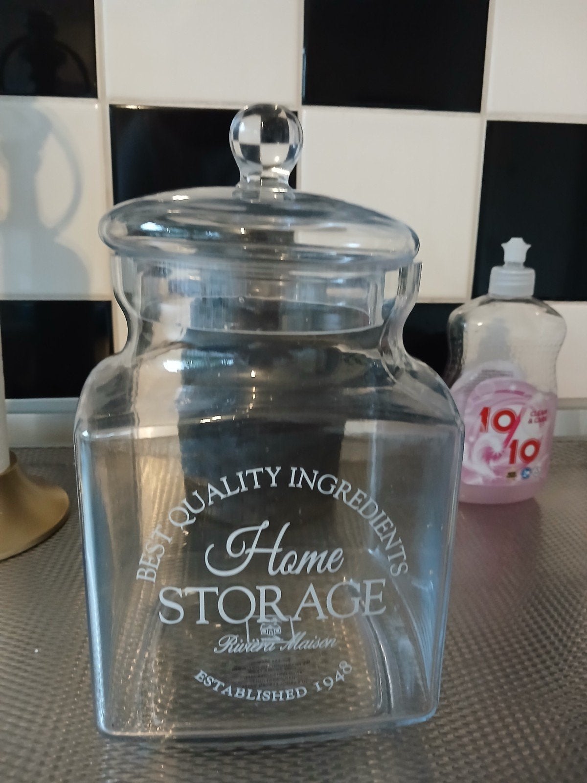 Riviera Maison Voorraadpot - Home Storage, Glas, Ophalen of Verzenden, Zo goed als nieuw, Voorraadpot