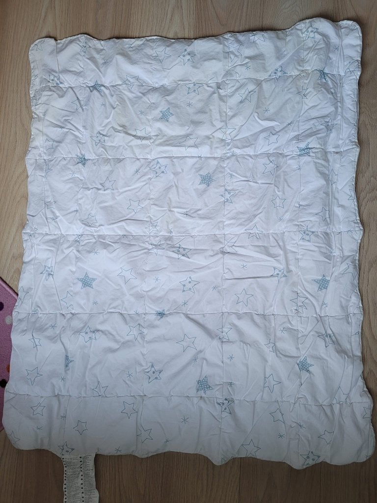 Peuterdekbed deken 125x110 en 2x kussensloop, Gebruikt, Jongetje of Meisje, Wit, Ophalen of Verzenden