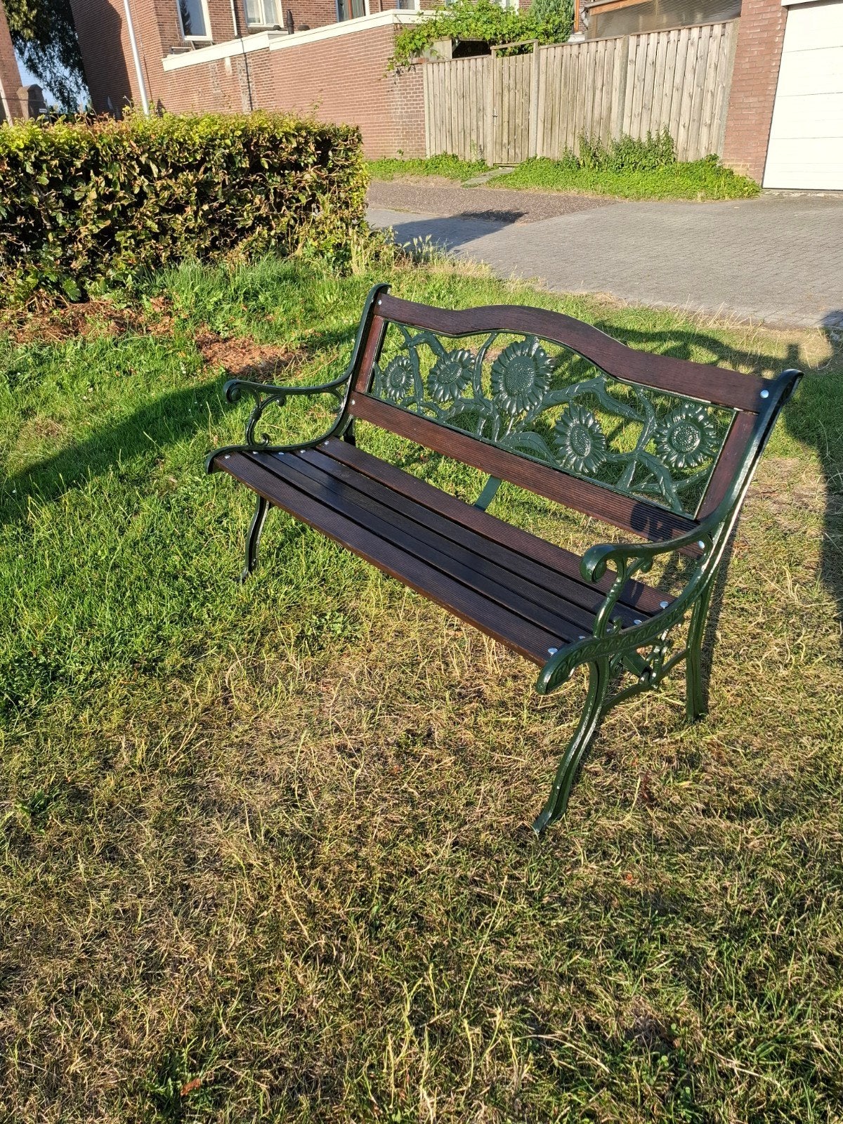 TE KOOP:  GEHEEL GERESTOREERDE GIETIJZEREN BANKJE, Tuin en Terras, Tuinbanken, Ophalen, Metaal