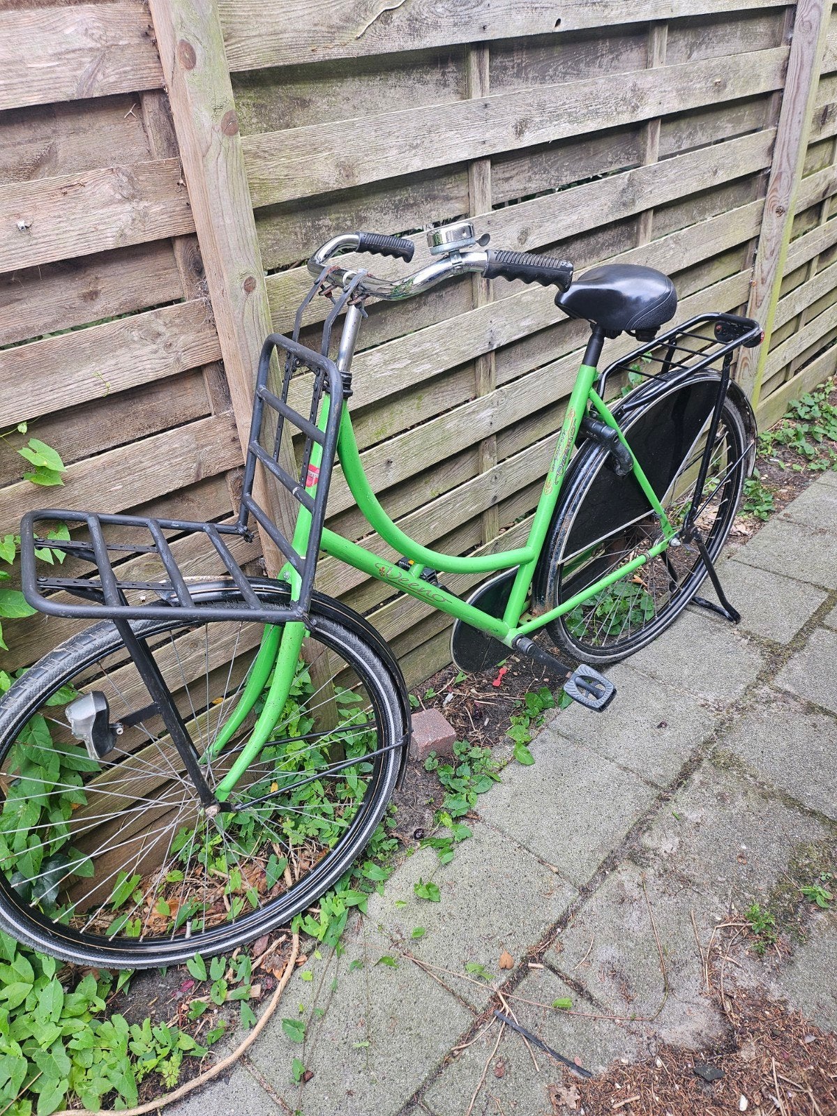 Groene transportfiets met voordrager oma fiets, Fietsen en Brommers, Terugtraprem, Gebruikt, 50 tot 53 cm, Ophalen