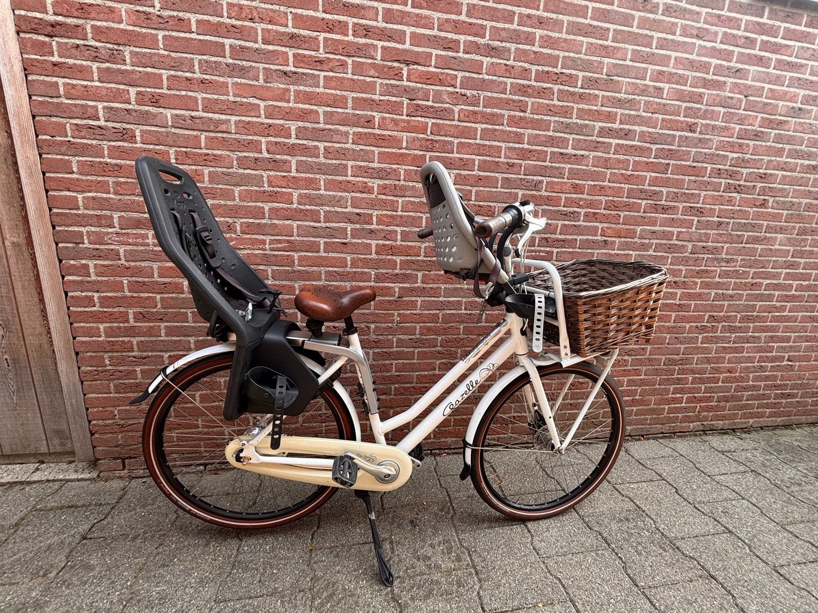 Gazelle fiets met 7 versnellingen en kinderzitjes, Ophalen, Gebruikt, Velgrem, Versnellingen
