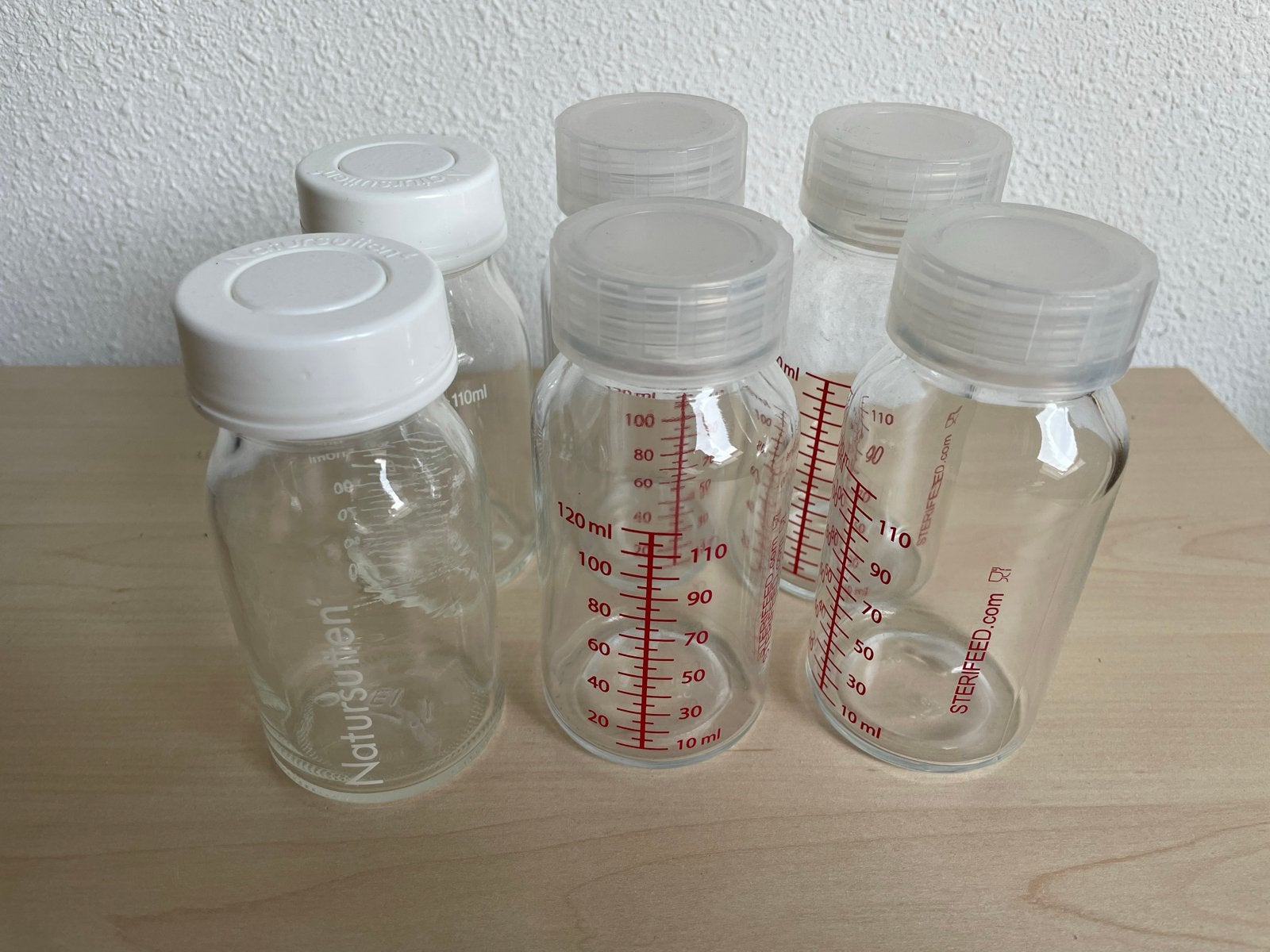 6 Glazen Flesjes voor Moedermelk/Babyvoeding, Ophalen of Verzenden, Gebruikt, Overige typen