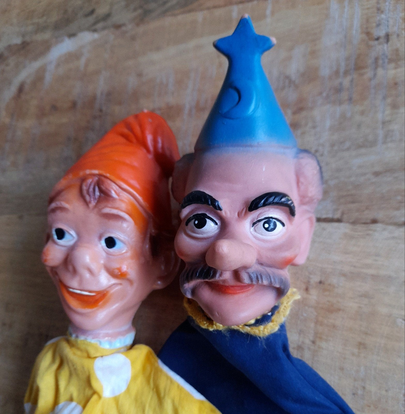Vintage poppenkastpoppen handpoppen Tovenaar + Kabouter, Ophalen of Verzenden, Overige typen