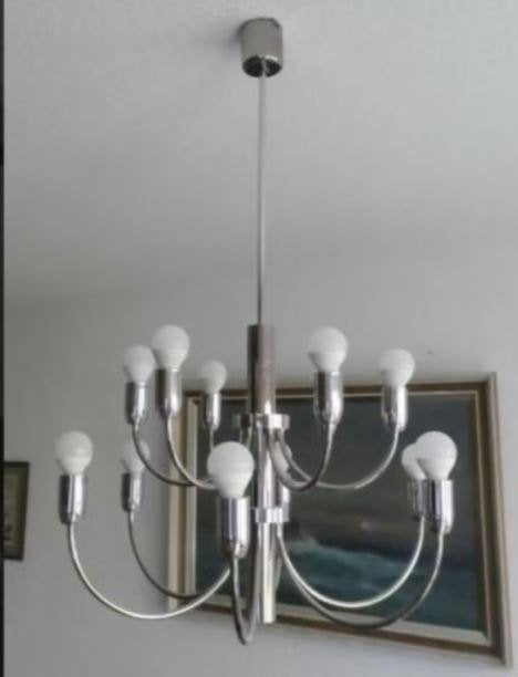 vintage hanglamp kroonluchter Italy 70er jaren, Ophalen, Zo goed als nieuw, Metaal, 70er