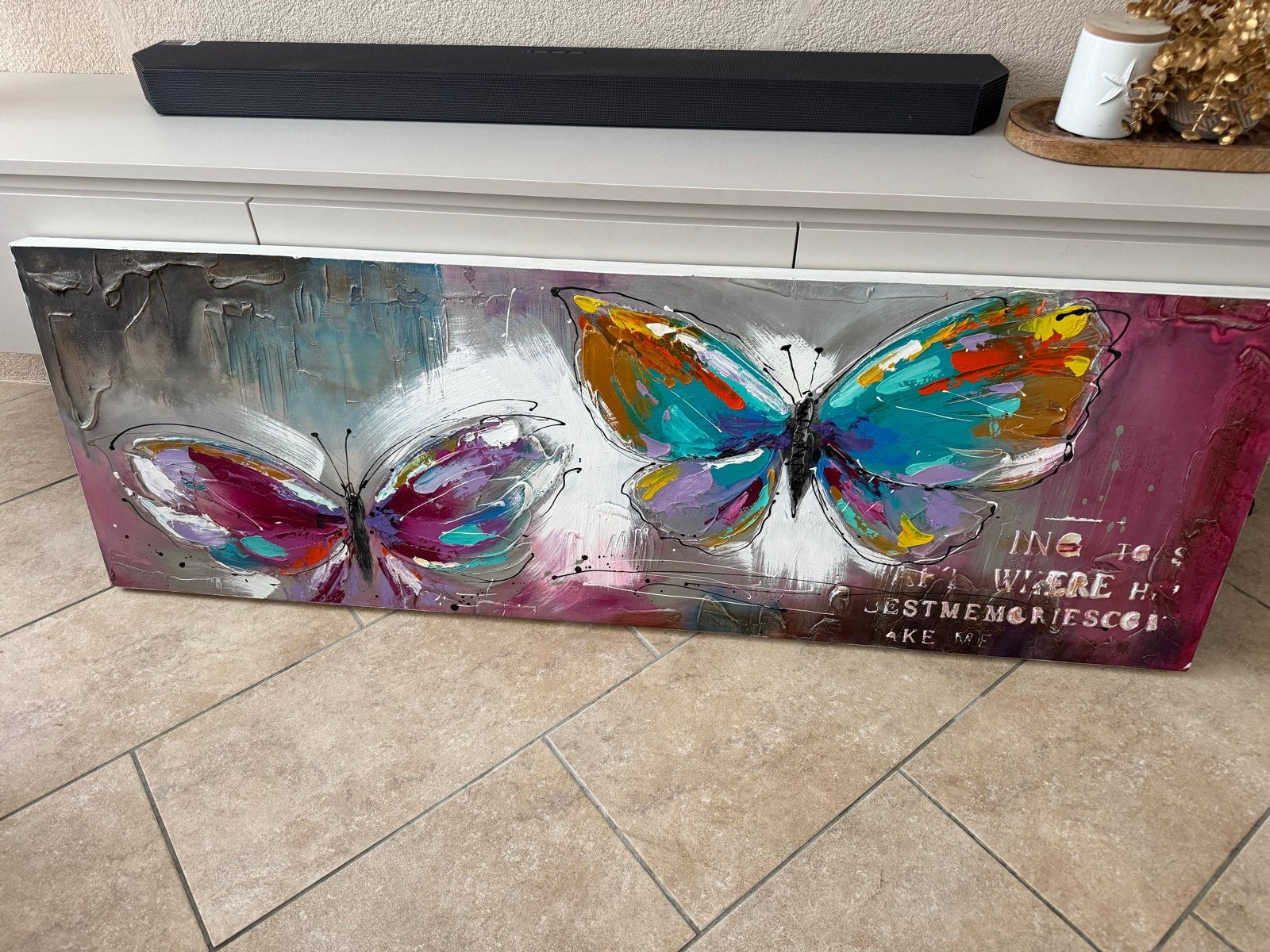 Schilderij met vlinders, Ophalen