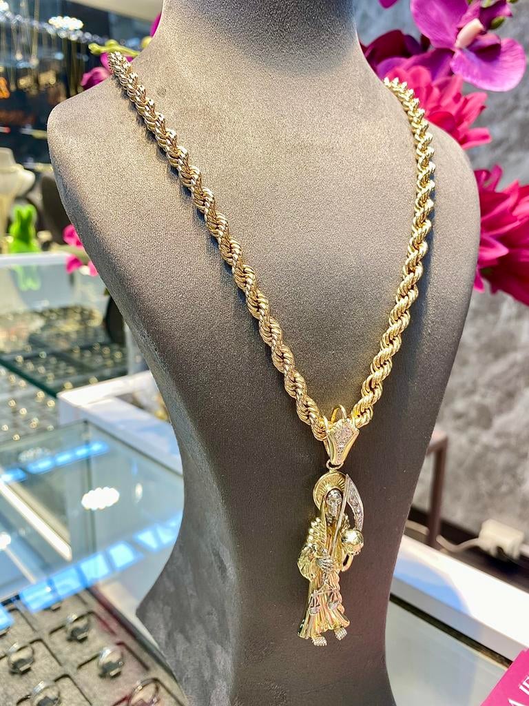 14k Rope Ketting & Santa Muerte | 62 gram, Ophalen of Verzenden, Nieuw, Goud, Verstelbaar