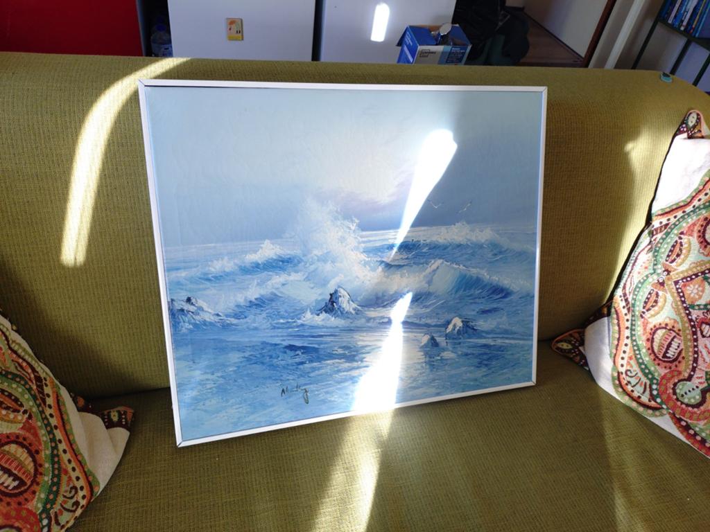 Schilderij met woeste golven en zeevogels, Antiek en Kunst, Kunst | Schilderijen | Klassiek, Ophalen of Verzenden