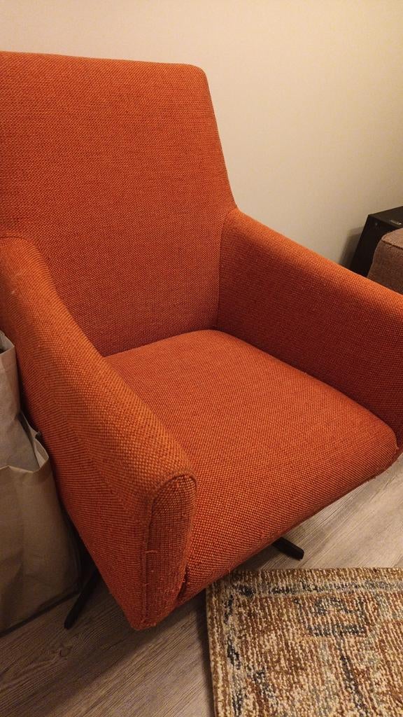 Fauteuil stoel retro, Ophalen, Gebruikt, 75 tot 100 cm, Stof