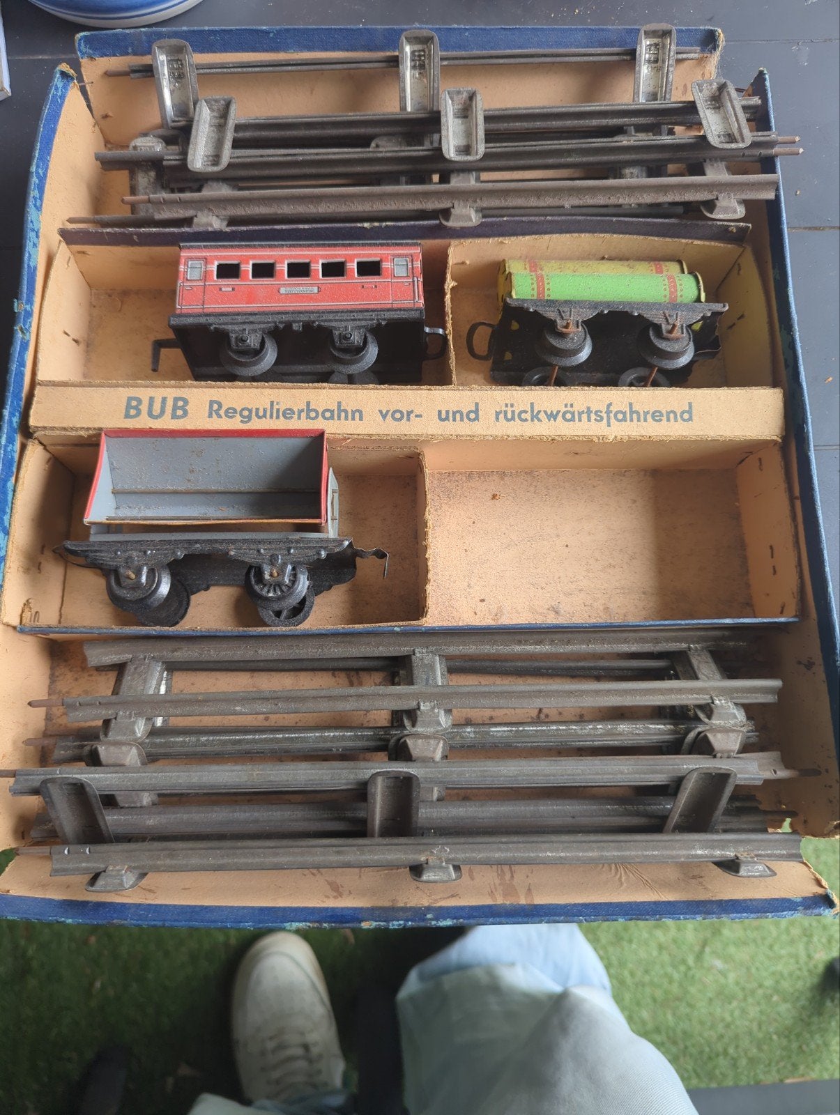Vintage BUB Regulierbahn Treinset met Wagons en Rails, Wisselstroom, Ophalen, Overige merken, Gebruikt