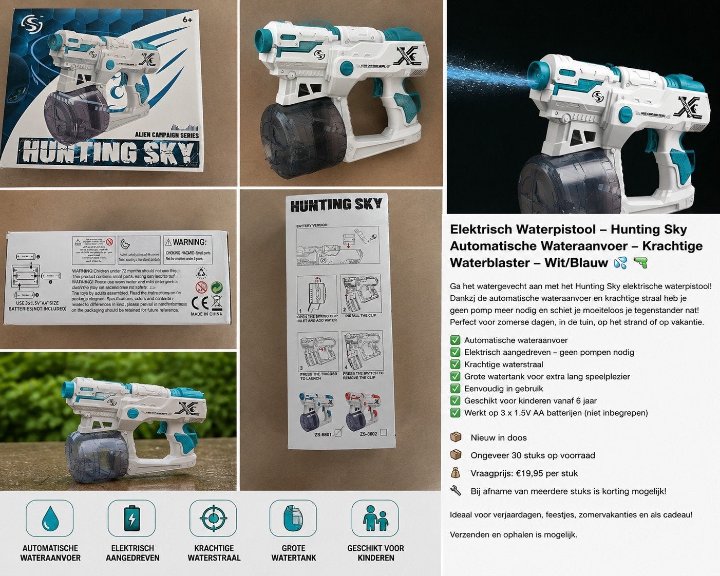 Hunting Sky Elektrisch Waterpistool – Automatisch – Grote Wa, Nieuw, Ophalen of Verzenden, Babijhandel@gmail.com, Babij